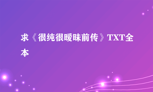 求《很纯很暧昧前传》TXT全本