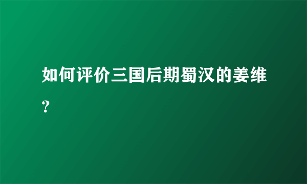 如何评价三国后期蜀汉的姜维？