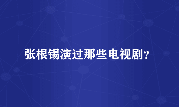 张根锡演过那些电视剧？