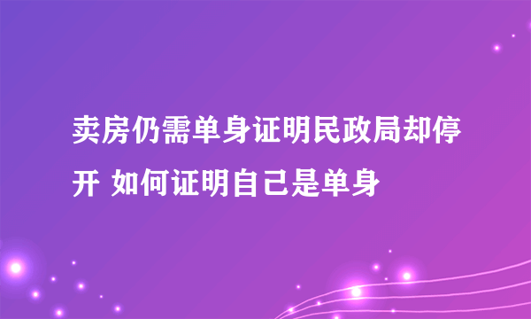 卖房仍需单身证明民政局却停开 如何证明自己是单身