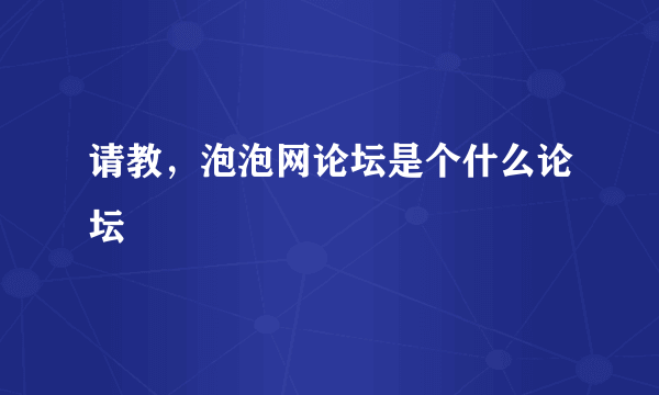 请教，泡泡网论坛是个什么论坛