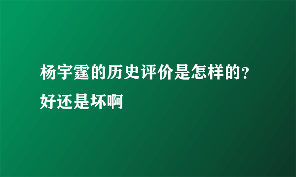 杨宇霆的历史评价是怎样的？好还是坏啊