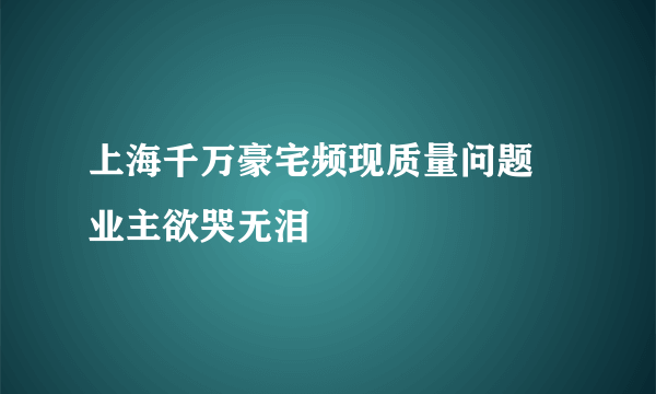 上海千万豪宅频现质量问题 业主欲哭无泪