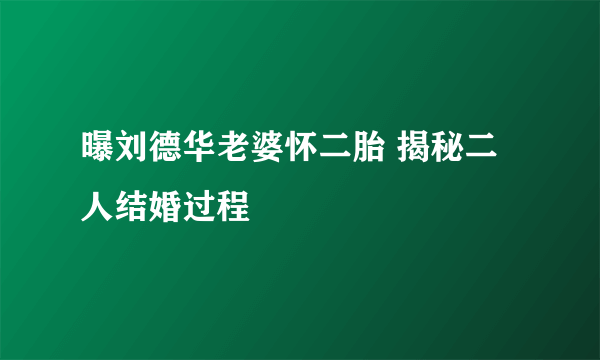 曝刘德华老婆怀二胎 揭秘二人结婚过程