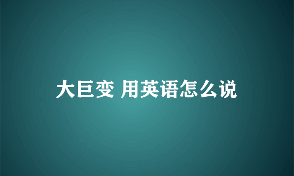 大巨变 用英语怎么说