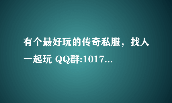 有个最好玩的传奇私服，找人一起玩 QQ群:101773332