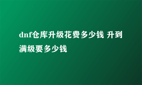 dnf仓库升级花费多少钱 升到满级要多少钱