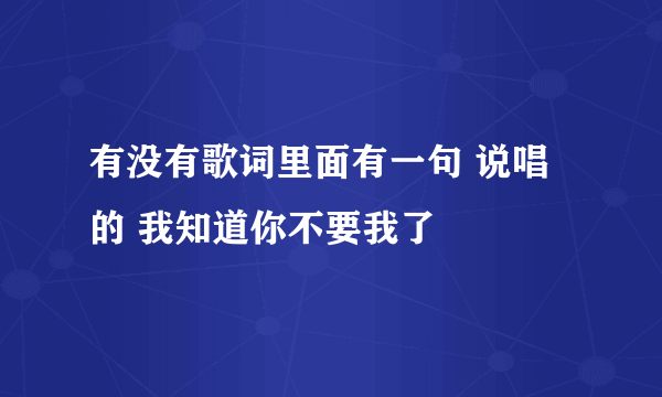 有没有歌词里面有一句 说唱的 我知道你不要我了