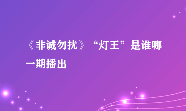 《非诚勿扰》“灯王”是谁哪一期播出