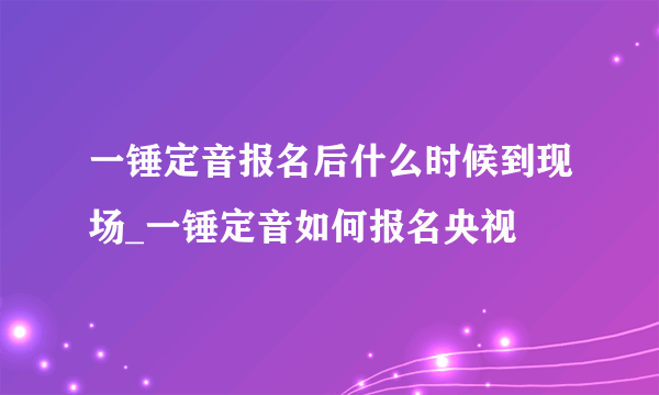 一锤定音报名后什么时候到现场_一锤定音如何报名央视