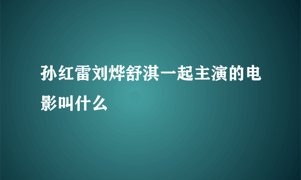 孙红雷刘烨舒淇一起主演的电影叫什么