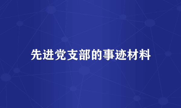 先进党支部的事迹材料