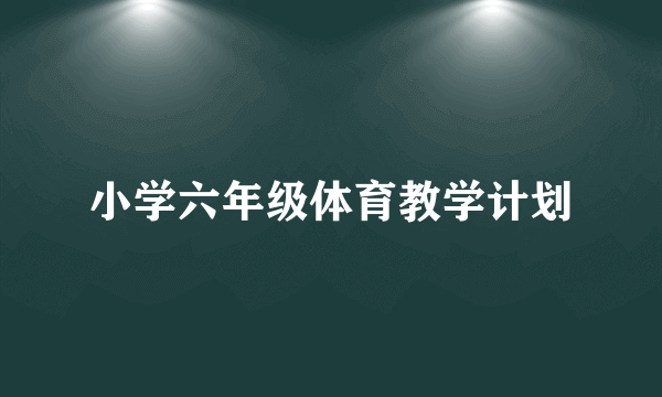 小学六年级体育教学计划