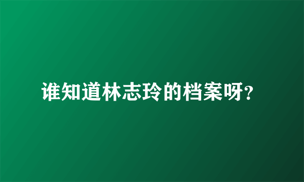 谁知道林志玲的档案呀？