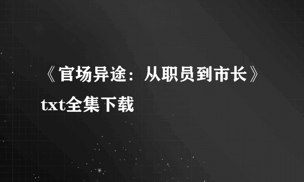 《官场异途：从职员到市长》txt全集下载