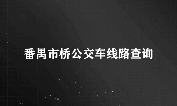 番禺市桥公交车线路查询