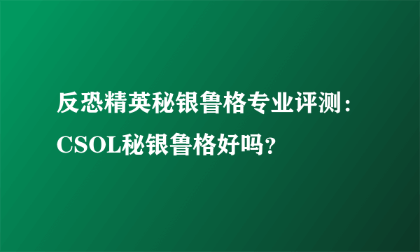 反恐精英秘银鲁格专业评测：CSOL秘银鲁格好吗？