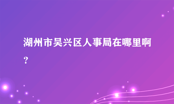 湖州市吴兴区人事局在哪里啊？