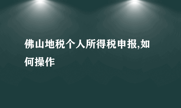 佛山地税个人所得税申报,如何操作