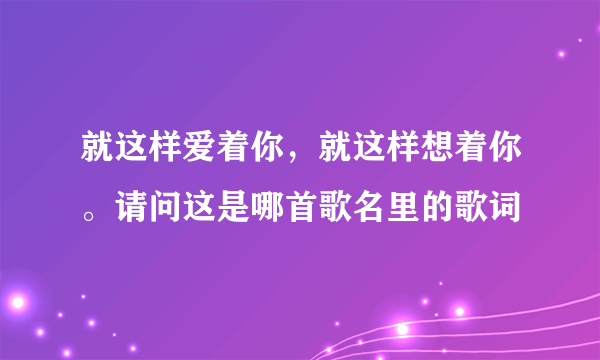 就这样爱着你，就这样想着你。请问这是哪首歌名里的歌词