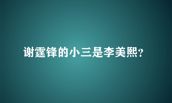 谢霆锋的小三是李美熙？