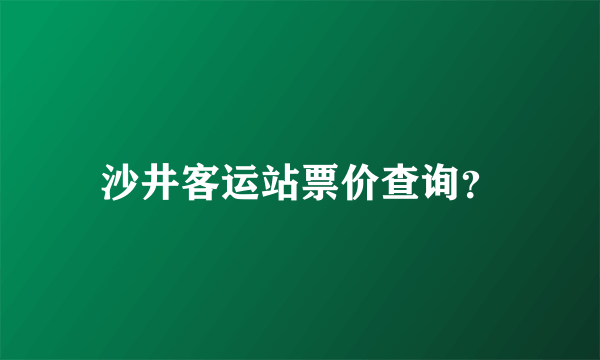 沙井客运站票价查询？