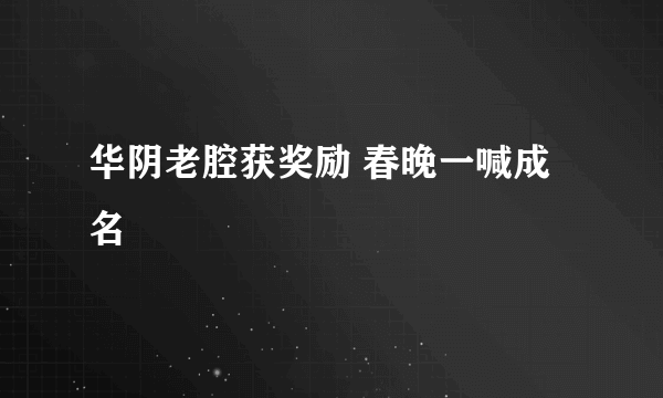 华阴老腔获奖励 春晚一喊成名