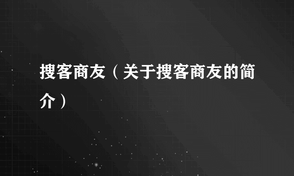 搜客商友（关于搜客商友的简介）