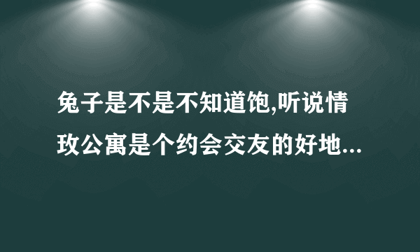 兔子是不是不知道饱,听说情玫公寓是个约会交友的好地方，不知道这里的是不是骗人的？