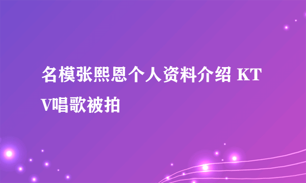 名模张熙恩个人资料介绍 KTV唱歌被拍