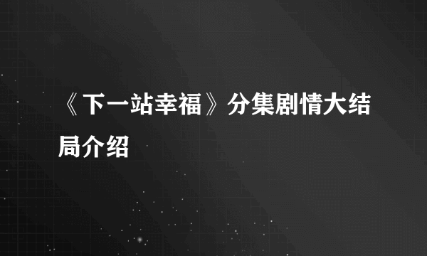 《下一站幸福》分集剧情大结局介绍