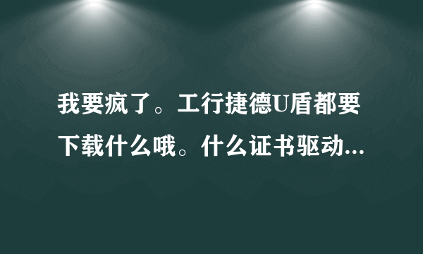 我要疯了。工行捷德U盾都要下载什么哦。什么证书驱动。U盾驱动。还有什么。