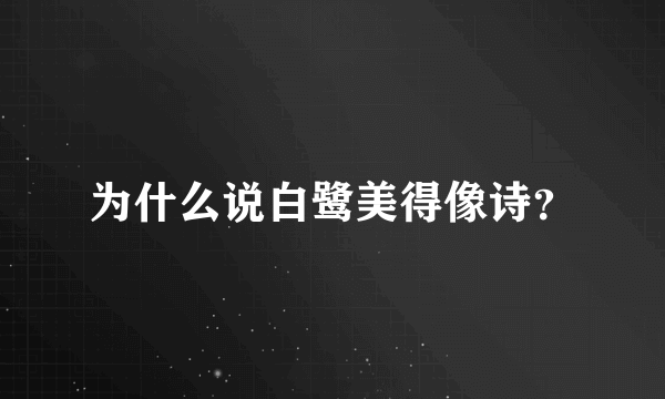 为什么说白鹭美得像诗？