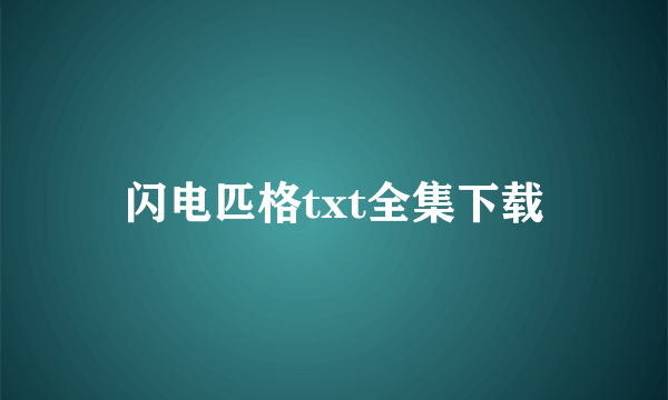 闪电匹格txt全集下载