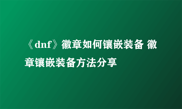 《dnf》徽章如何镶嵌装备 徽章镶嵌装备方法分享