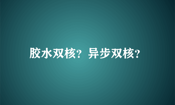 胶水双核？异步双核？