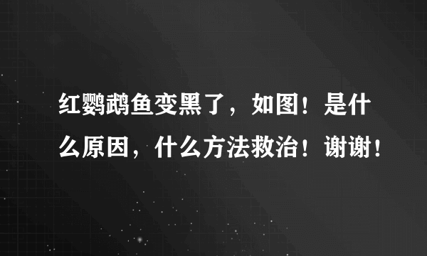 红鹦鹉鱼变黑了，如图！是什么原因，什么方法救治！谢谢！