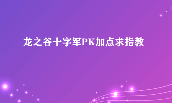 龙之谷十字军PK加点求指教