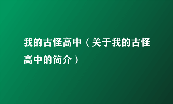 我的古怪高中（关于我的古怪高中的简介）