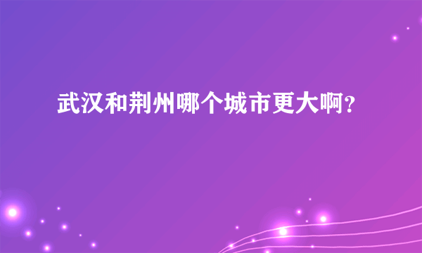 武汉和荆州哪个城市更大啊？