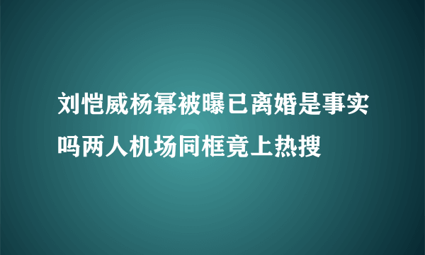 刘恺威杨幂被曝已离婚是事实吗两人机场同框竟上热搜