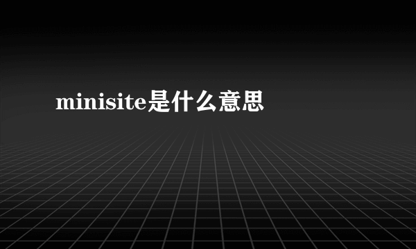 minisite是什么意思