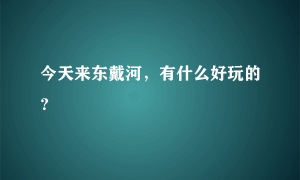 今天来东戴河，有什么好玩的？