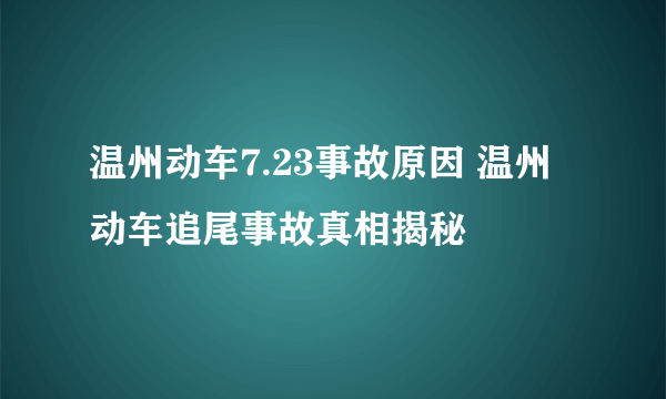 温州动车7.23事故原因 温州动车追尾事故真相揭秘