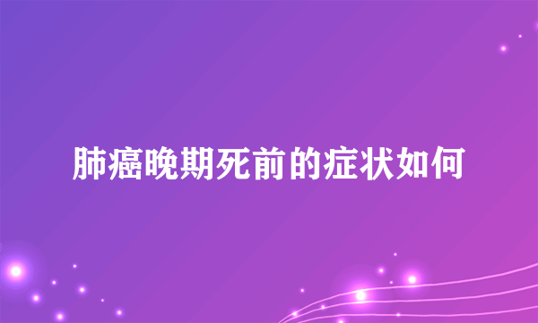 肺癌晚期死前的症状如何