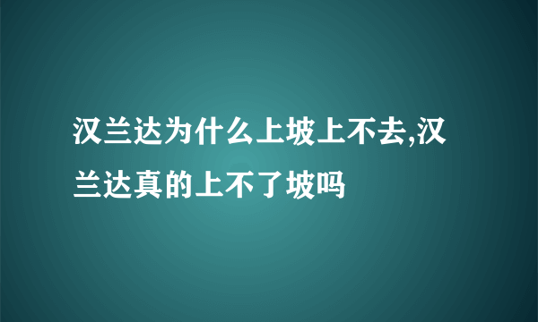 汉兰达为什么上坡上不去,汉兰达真的上不了坡吗