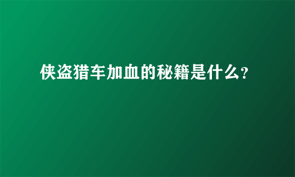 侠盗猎车加血的秘籍是什么？