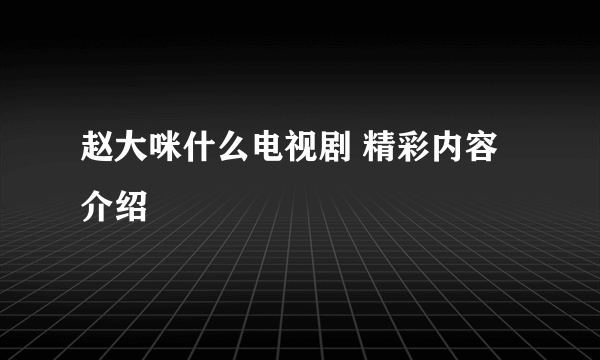 赵大咪什么电视剧 精彩内容介绍