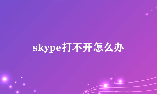 skype打不开怎么办