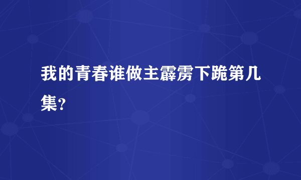 我的青春谁做主霹雳下跪第几集？